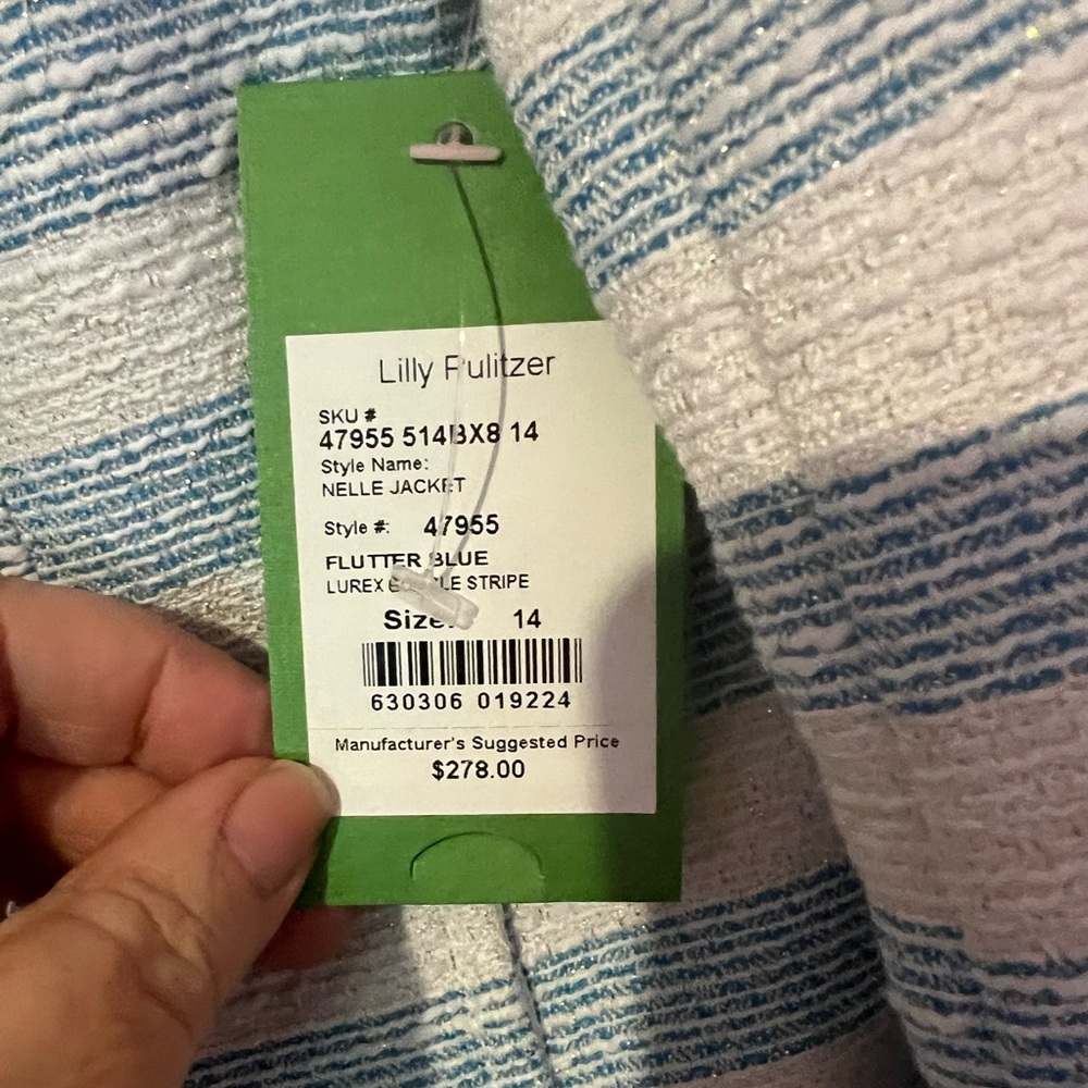 Lilly Pulitzer Nelle Jacket and Nienie Blue White Stripe Dress NWT Size 14 - Picture 11 of 12